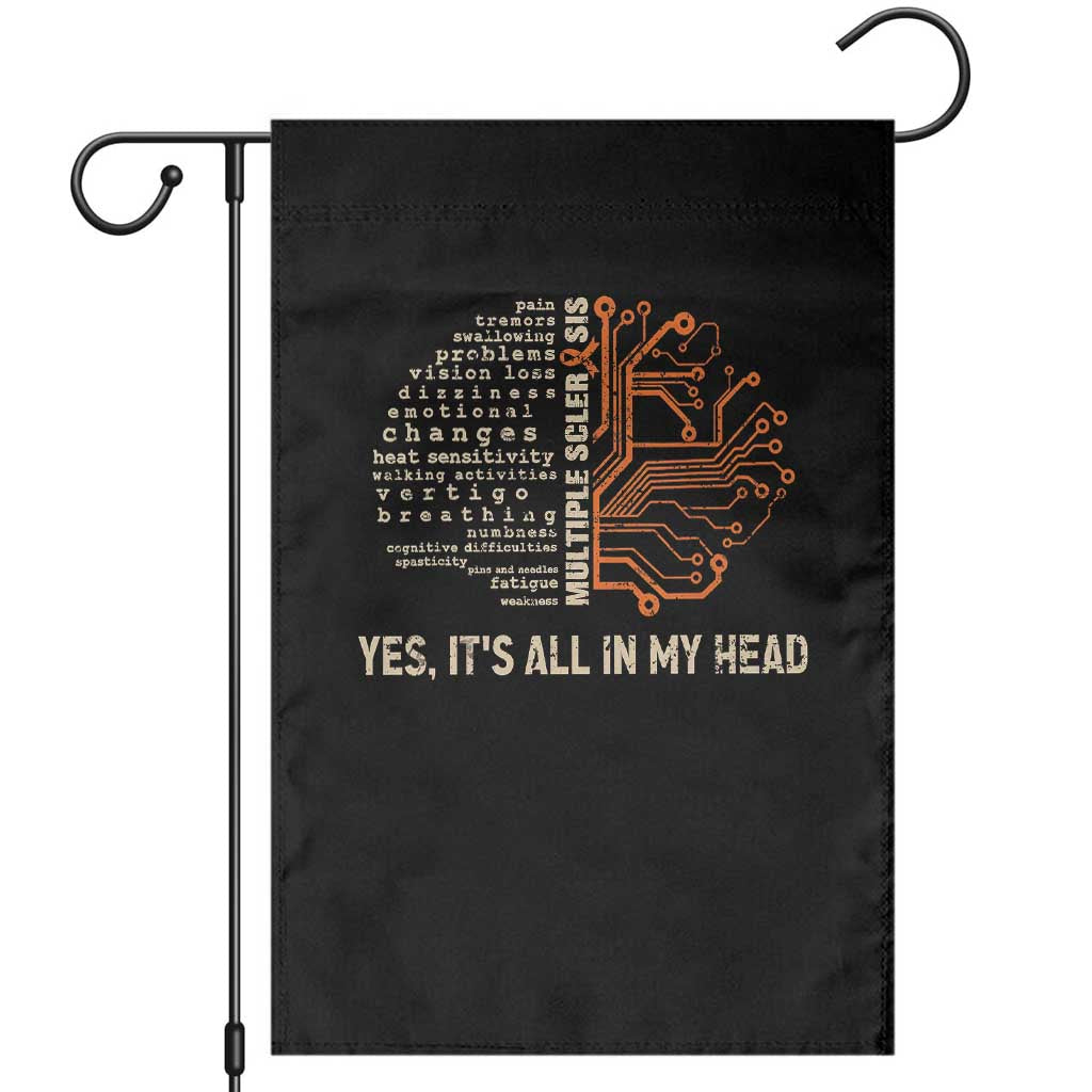 Multiple Sclerosis Awareness Garden Flag Orange Ribbon Yes It's All In My Head - Wonder Print Shop