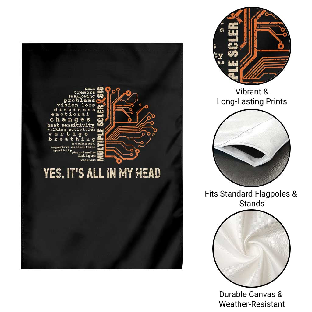 Multiple Sclerosis Awareness Garden Flag Orange Ribbon Yes It's All In My Head - Wonder Print Shop