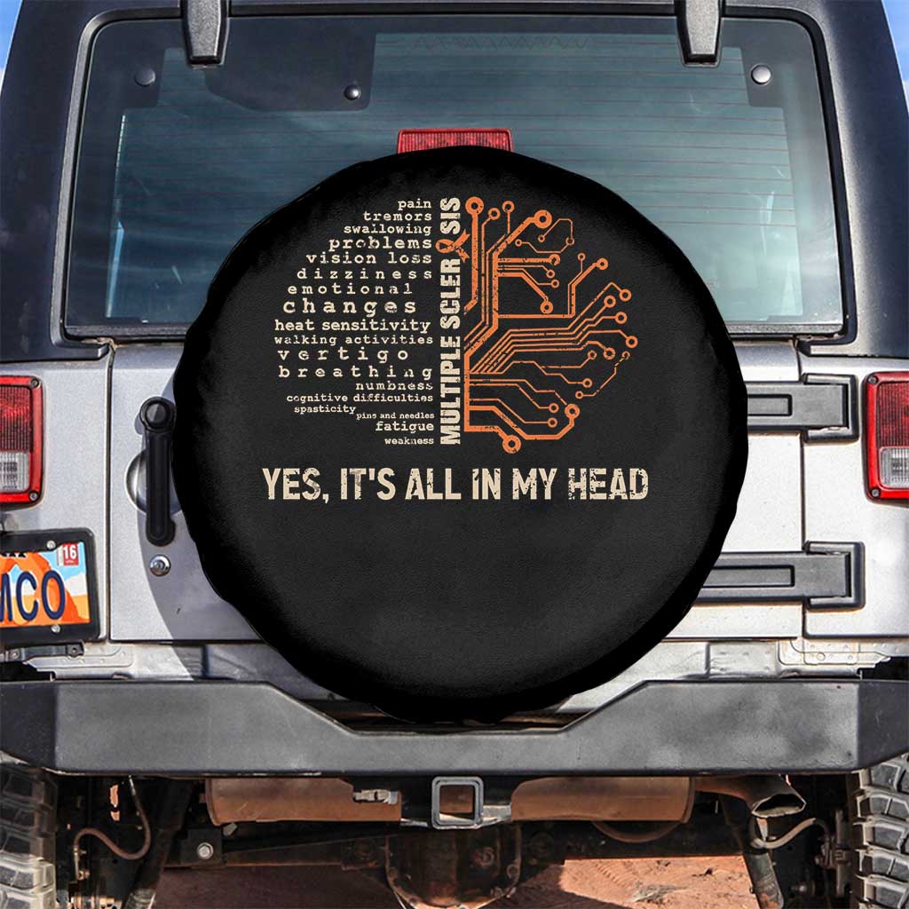 Multiple Sclerosis Awareness Spare Tire Cover Orange Ribbon Yes It's All In My Head