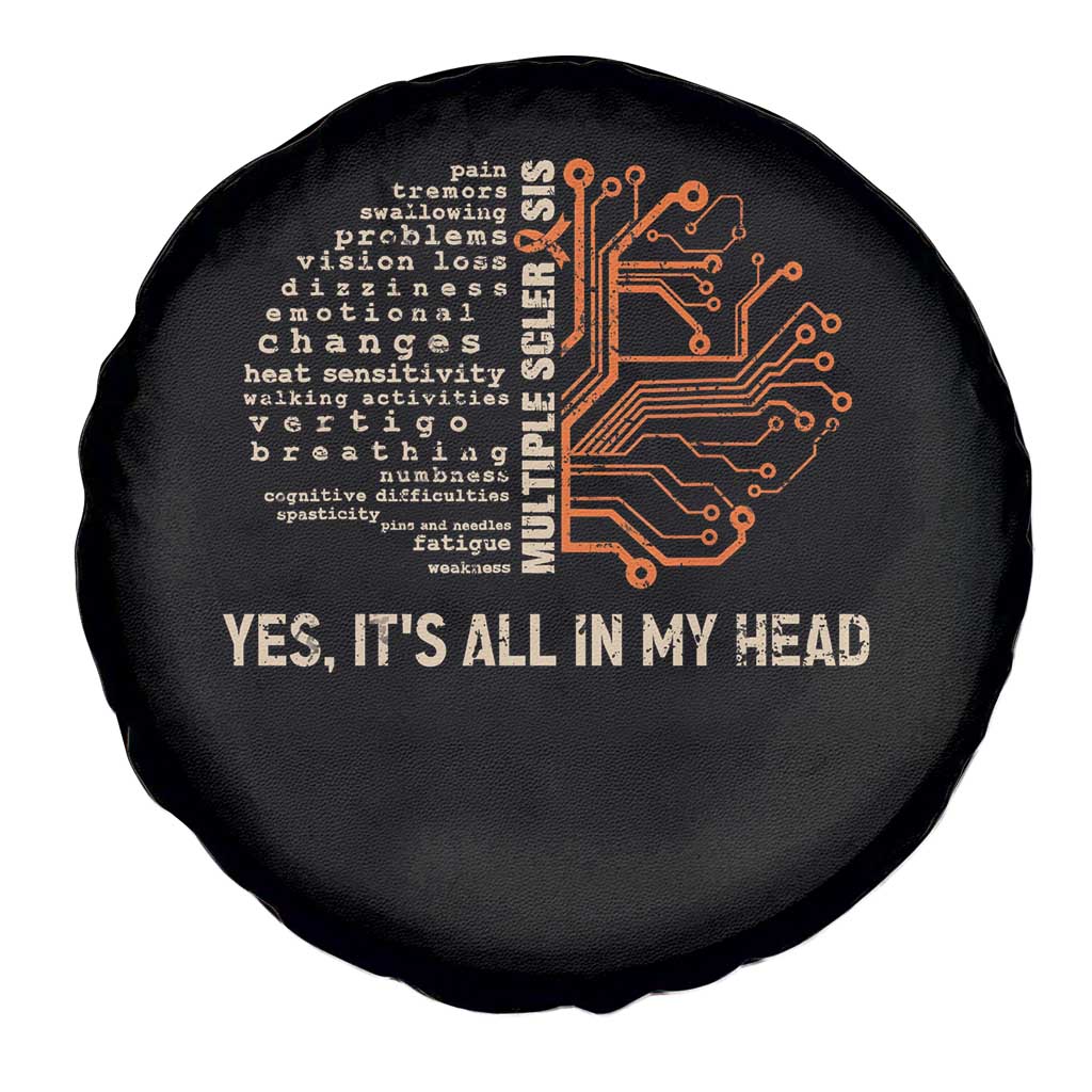 Multiple Sclerosis Awareness Spare Tire Cover Orange Ribbon Yes It's All In My Head