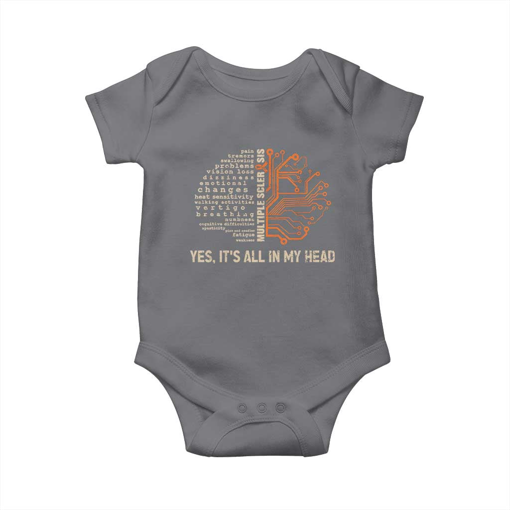 Multiple Sclerosis Awareness Baby Onesie Orange Ribbon Yes It's All In My Head