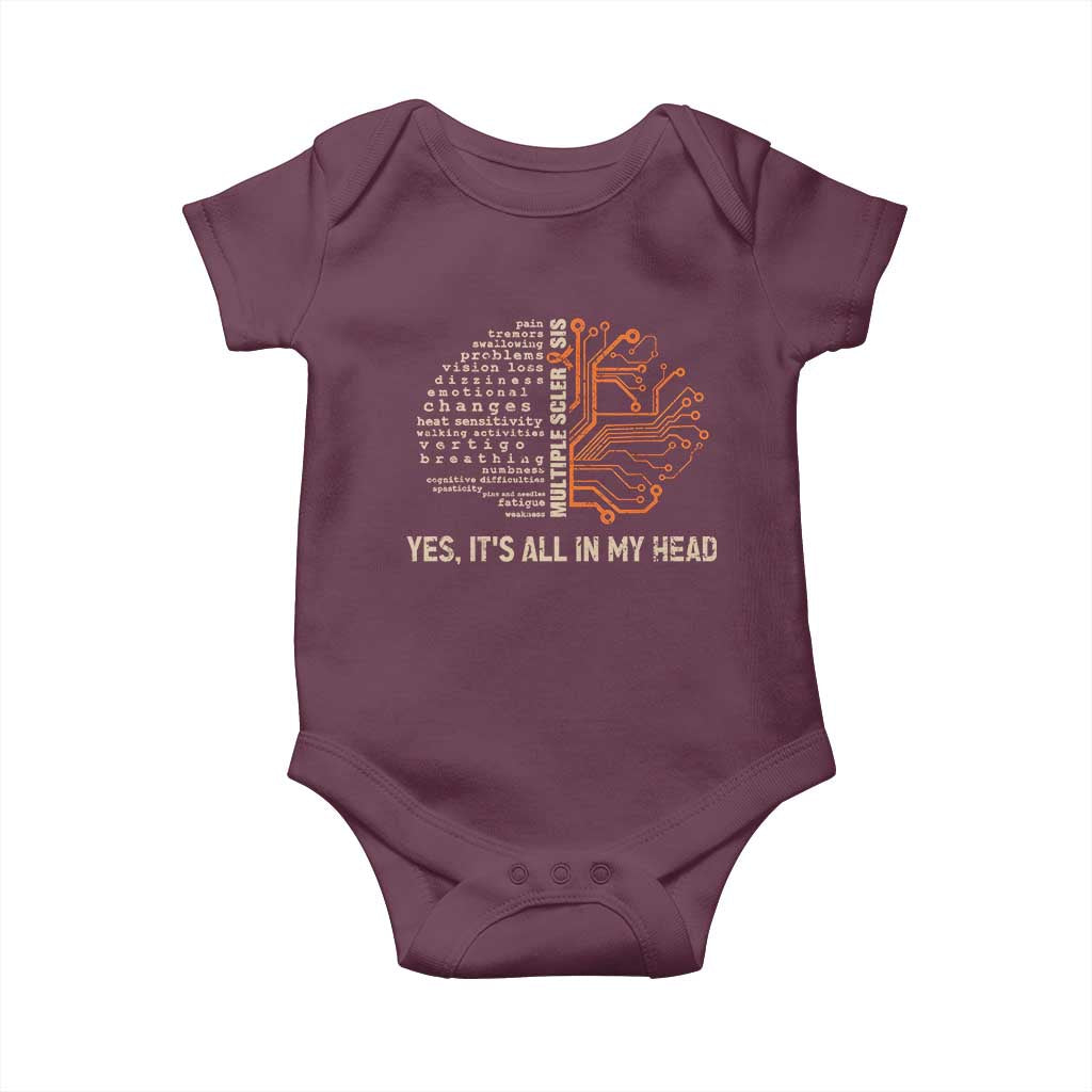 Multiple Sclerosis Awareness Baby Onesie Orange Ribbon Yes It's All In My Head