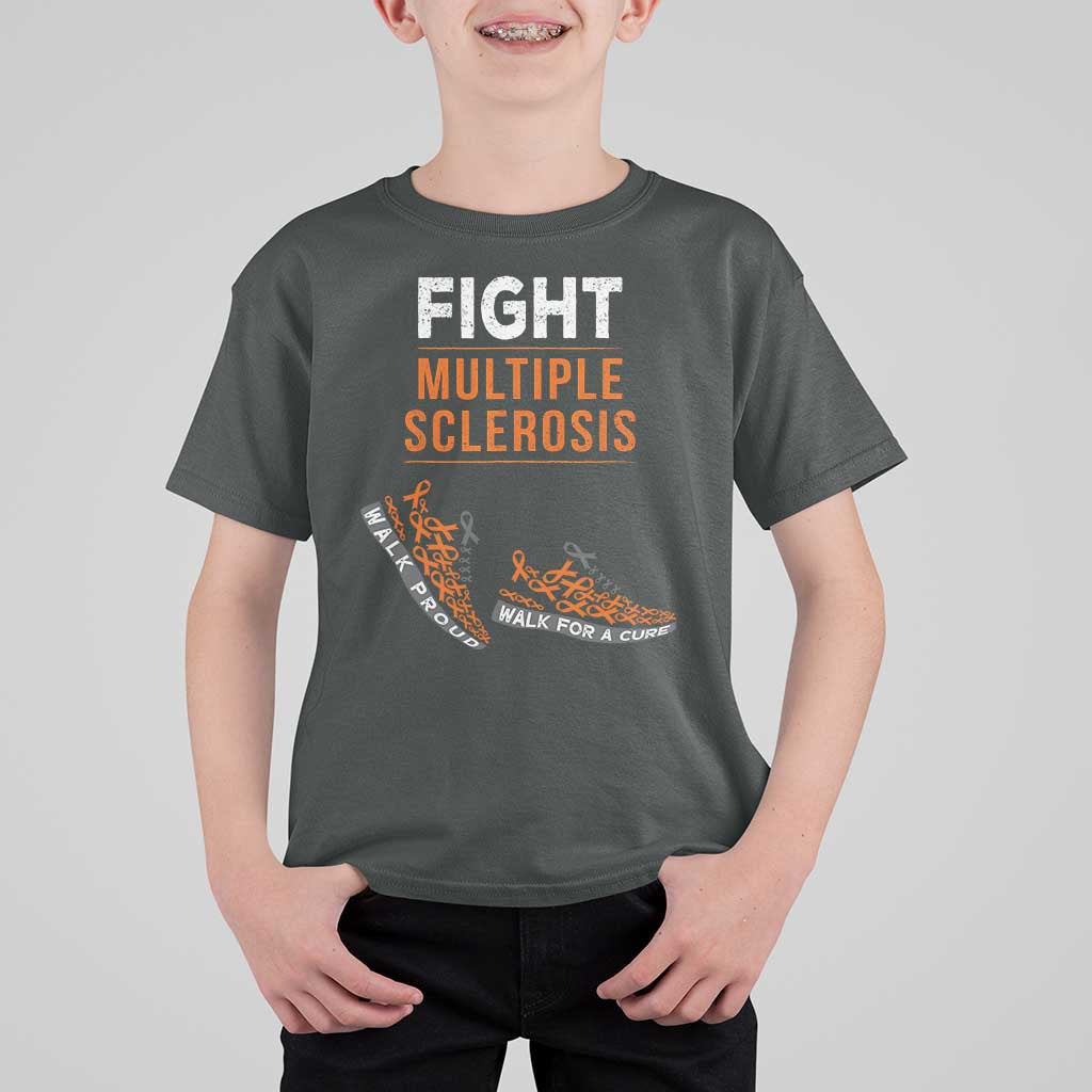 Fight MS T Shirt For Kid Orange Ribbon Multiple Sclerosis Awareness