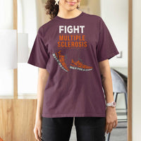 Fight MS T Shirt For Women Orange Ribbon Multiple Sclerosis Awareness
