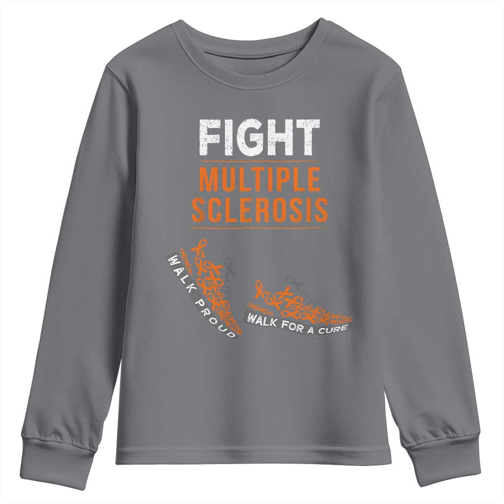 Fight MS Youth Sweatshirt Orange Ribbon Multiple Sclerosis Awareness