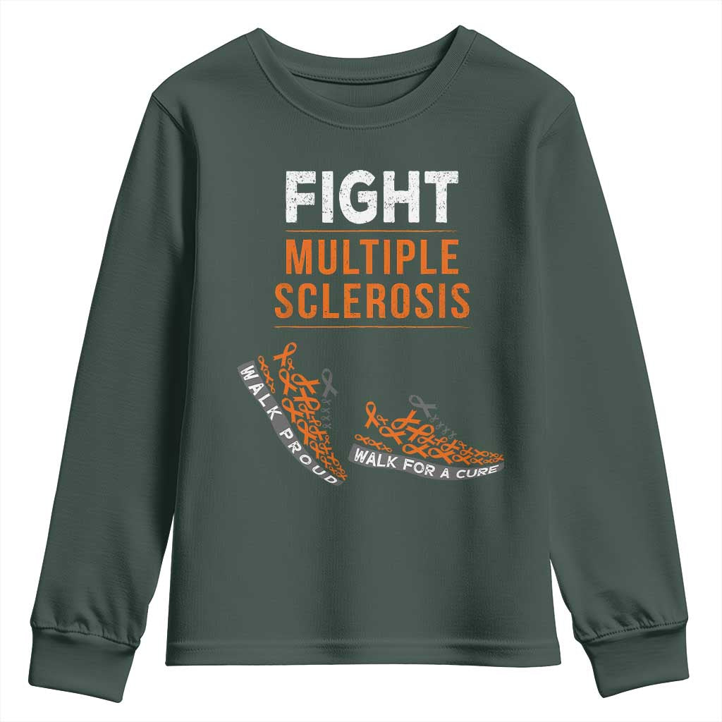 Fight MS Youth Sweatshirt Orange Ribbon Multiple Sclerosis Awareness