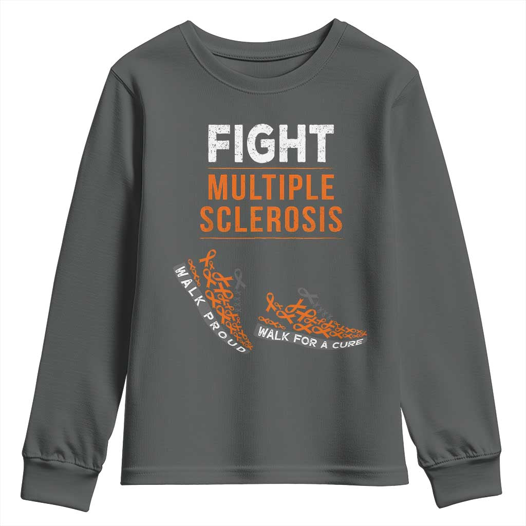 Fight MS Youth Sweatshirt Orange Ribbon Multiple Sclerosis Awareness