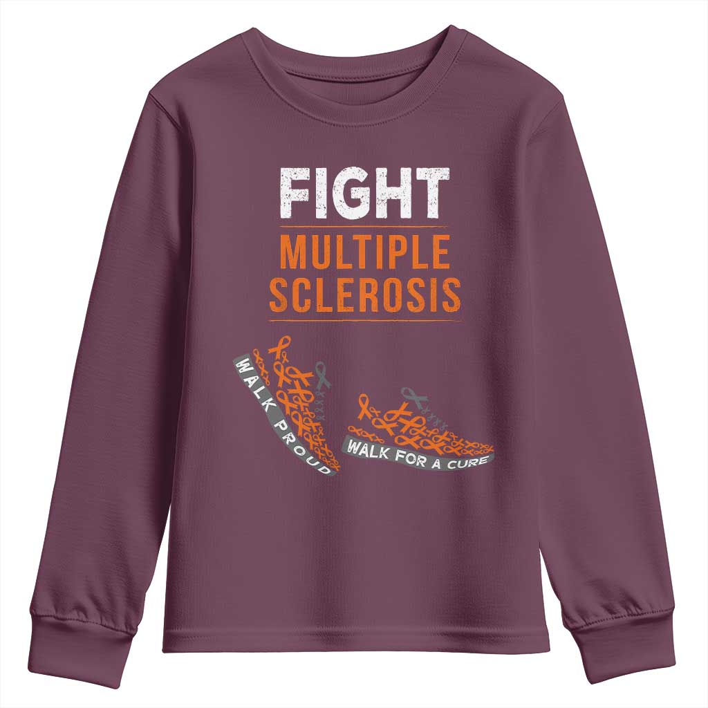 Fight MS Youth Sweatshirt Orange Ribbon Multiple Sclerosis Awareness