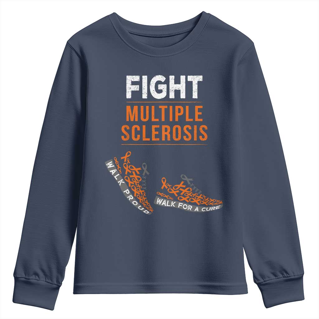 Fight MS Youth Sweatshirt Orange Ribbon Multiple Sclerosis Awareness