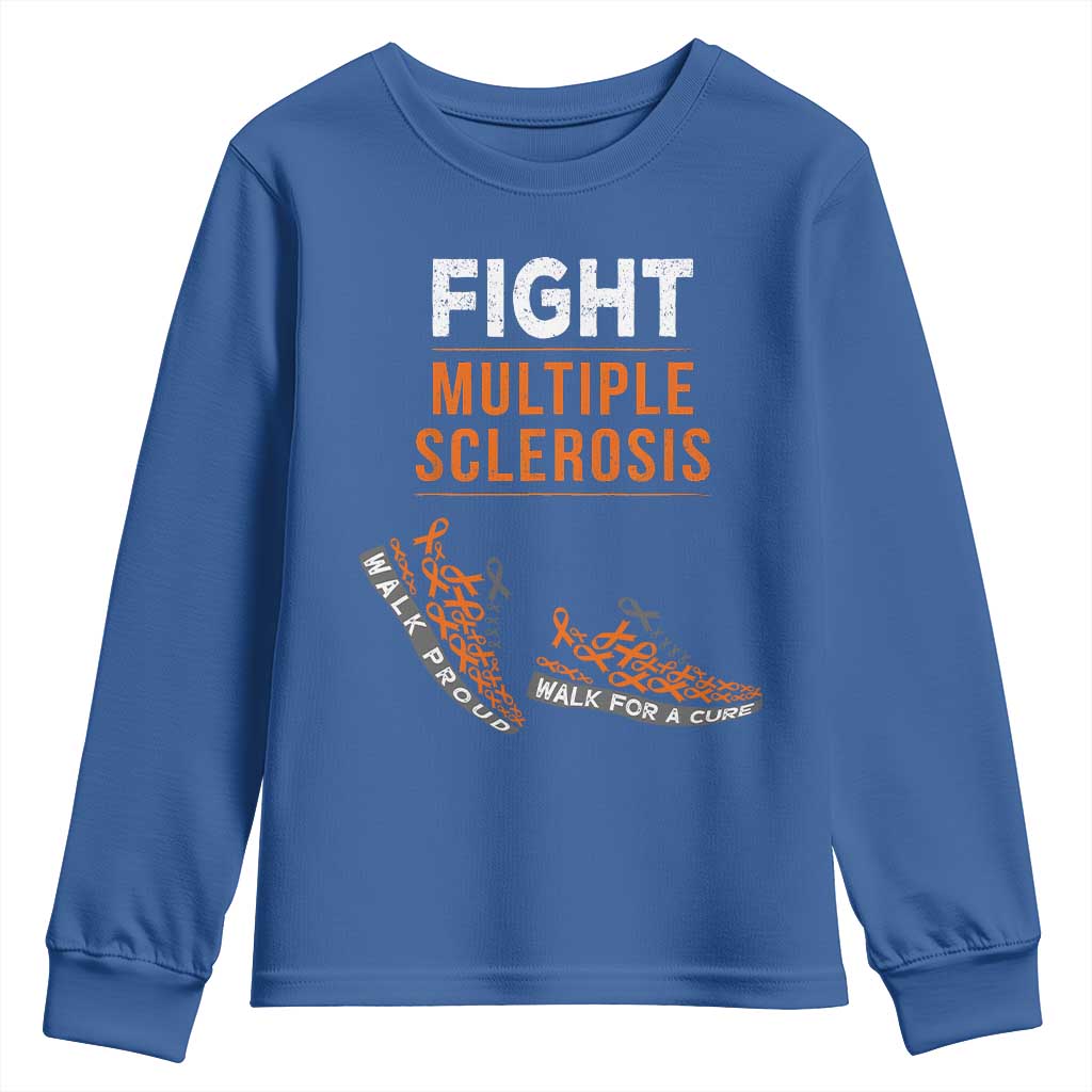 Fight MS Youth Sweatshirt Orange Ribbon Multiple Sclerosis Awareness