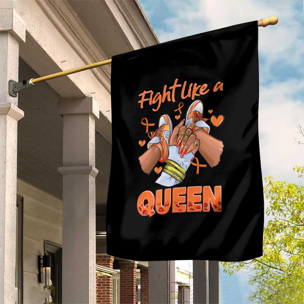 Multiple Sclerosis Awareness Garden Flag Orange Ribbon Fight MS Like A Queen - Wonder Print Shop