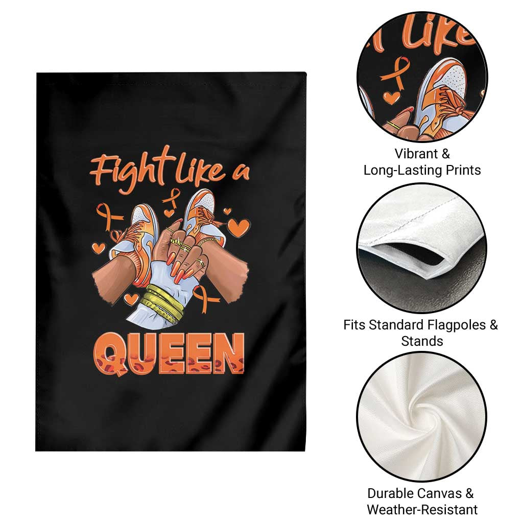 Multiple Sclerosis Awareness Garden Flag Orange Ribbon Fight MS Like A Queen - Wonder Print Shop