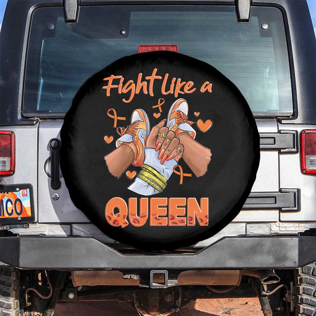 Multiple Sclerosis Awareness Spare Tire Cover Orange Ribbon Fight MS Like A Queen