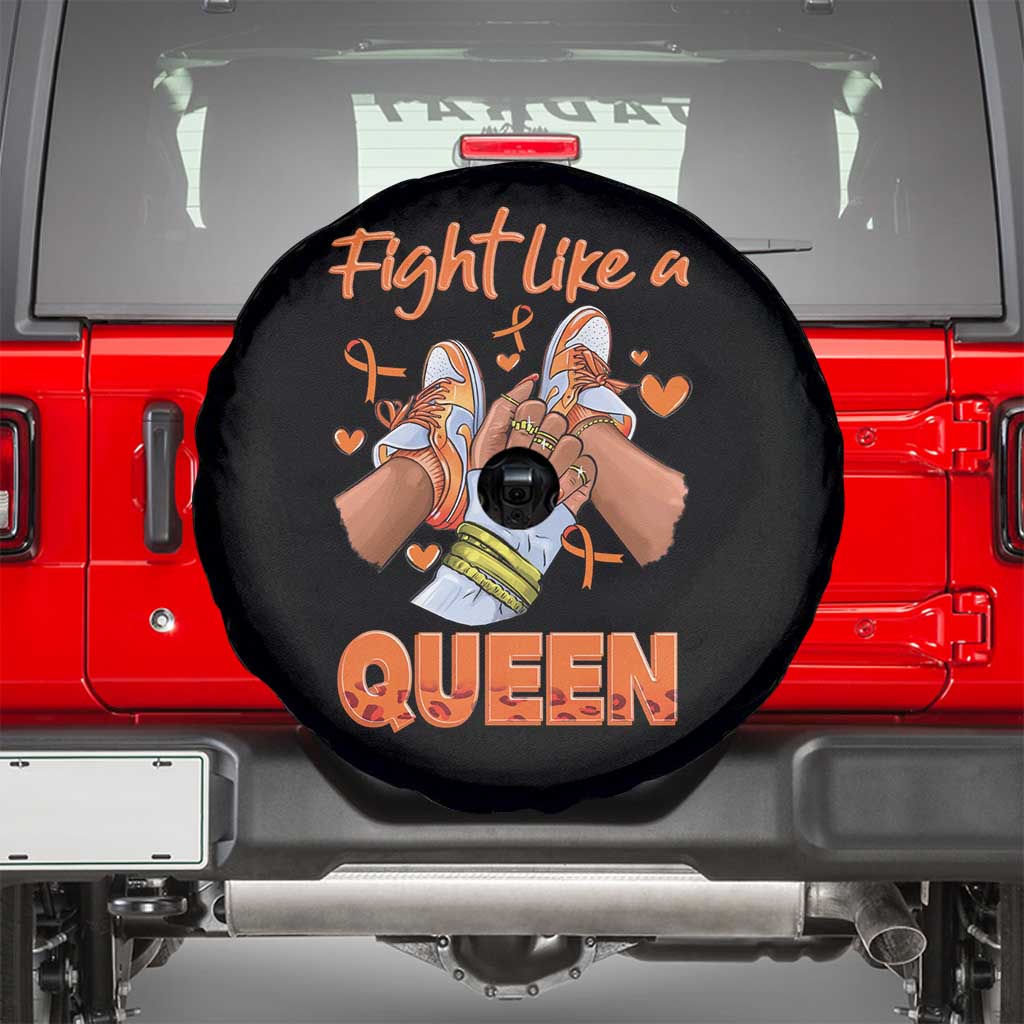 Multiple Sclerosis Awareness Spare Tire Cover Orange Ribbon Fight MS Like A Queen