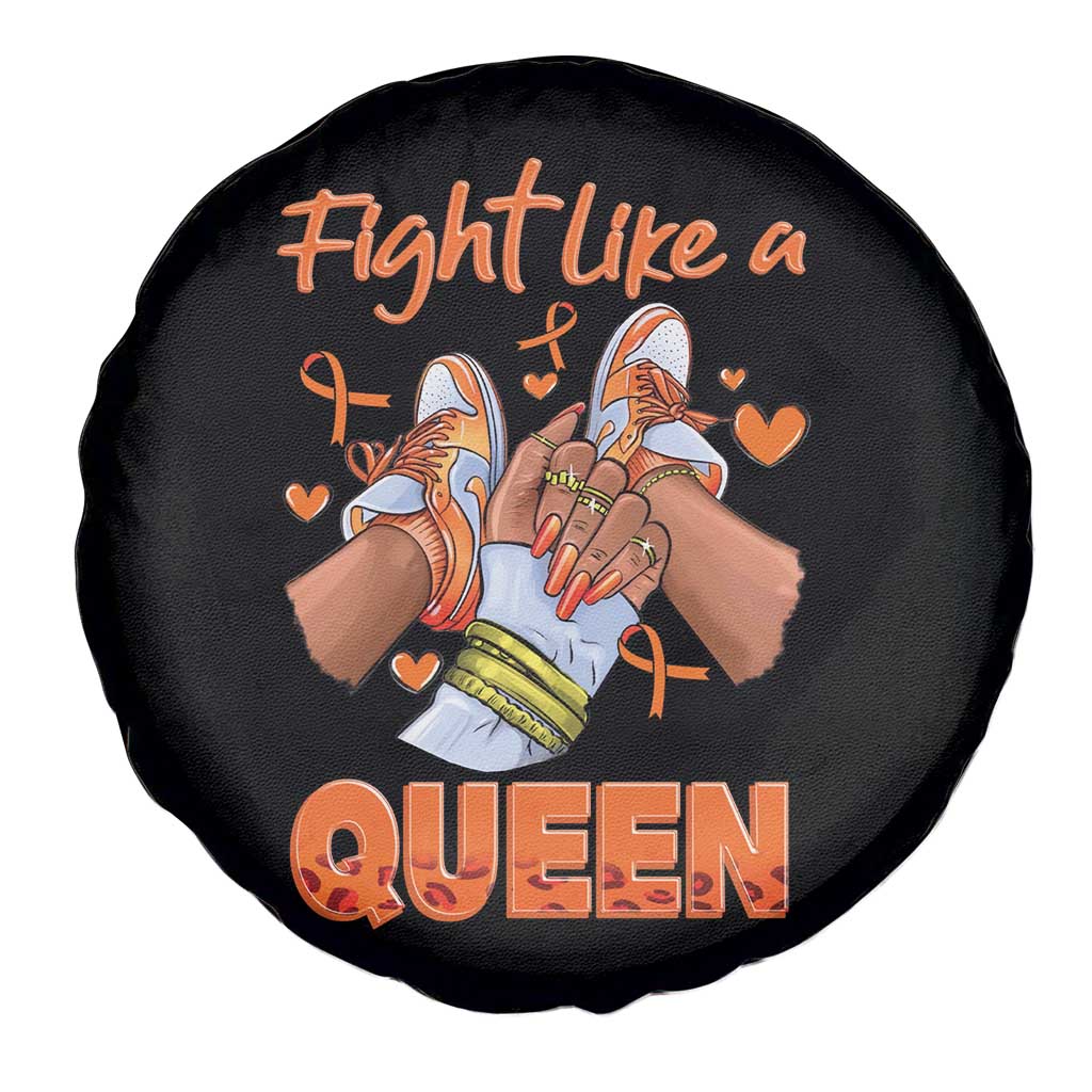 Multiple Sclerosis Awareness Spare Tire Cover Orange Ribbon Fight MS Like A Queen