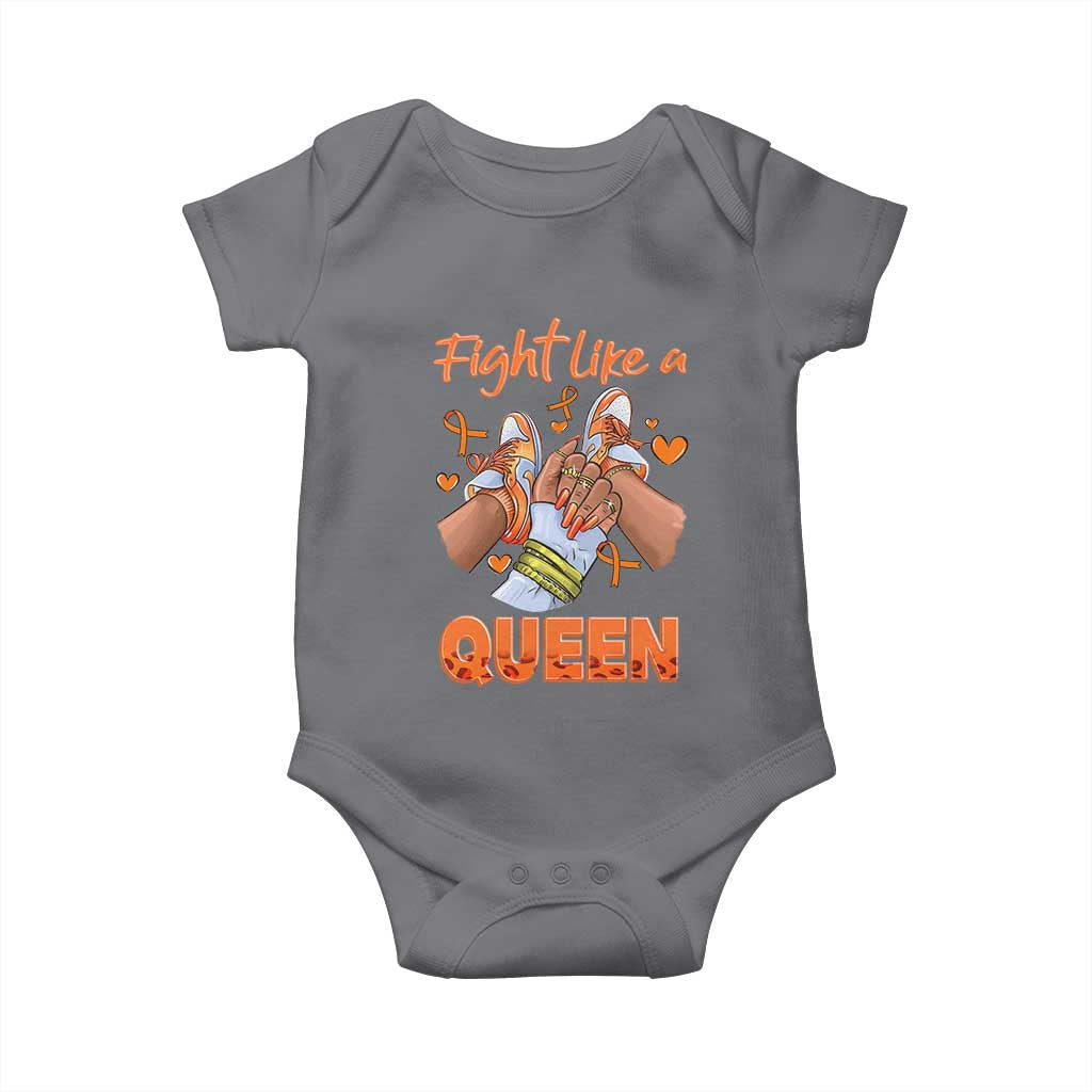 Multiple Sclerosis Awareness Baby Onesie Orange Ribbon Fight MS Like A Queen