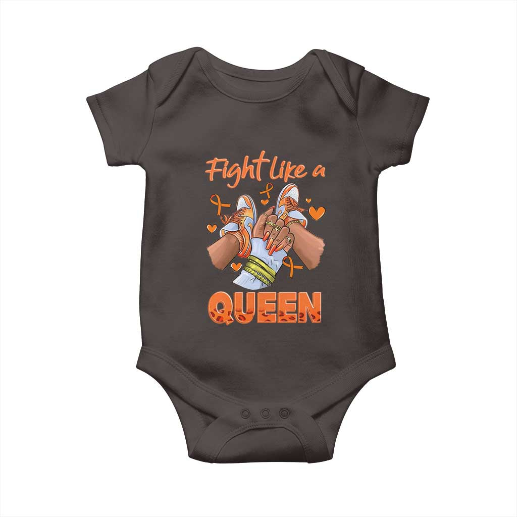 Multiple Sclerosis Awareness Baby Onesie Orange Ribbon Fight MS Like A Queen