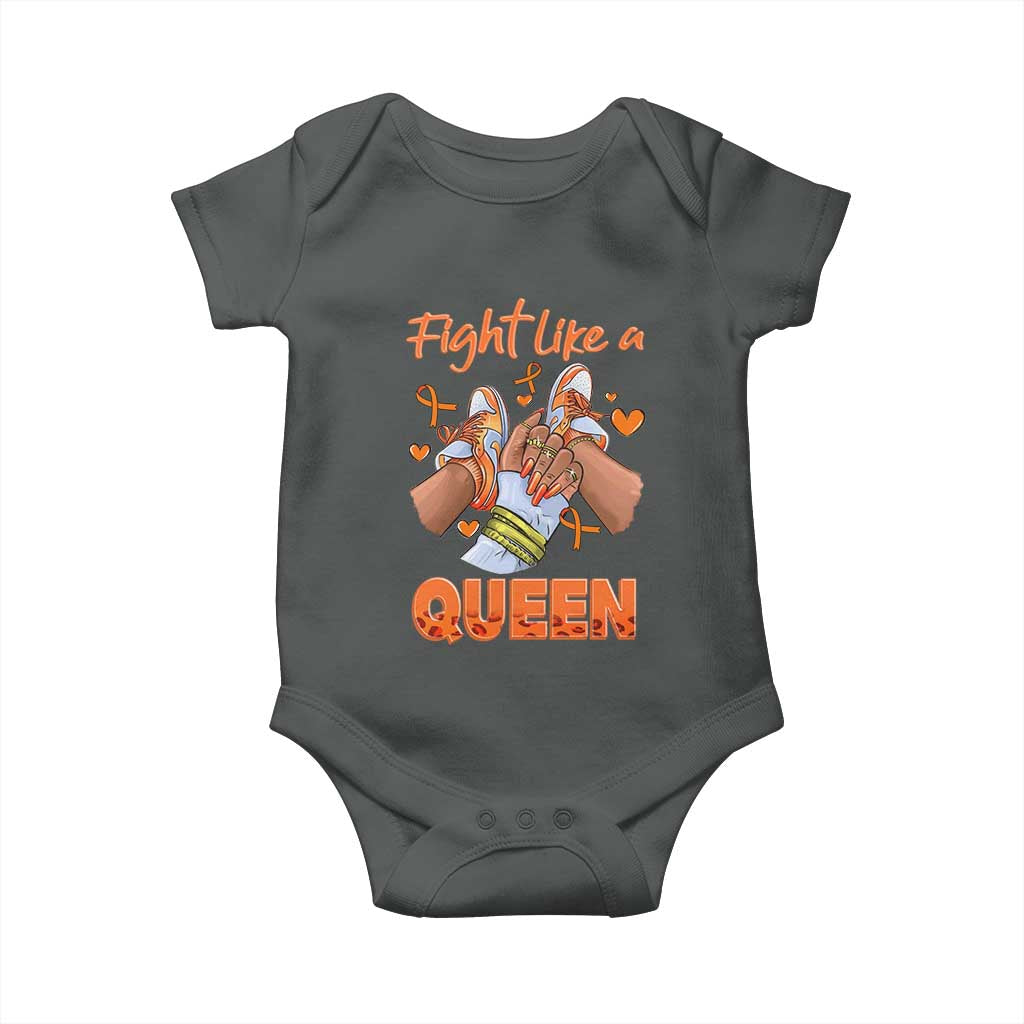 Multiple Sclerosis Awareness Baby Onesie Orange Ribbon Fight MS Like A Queen