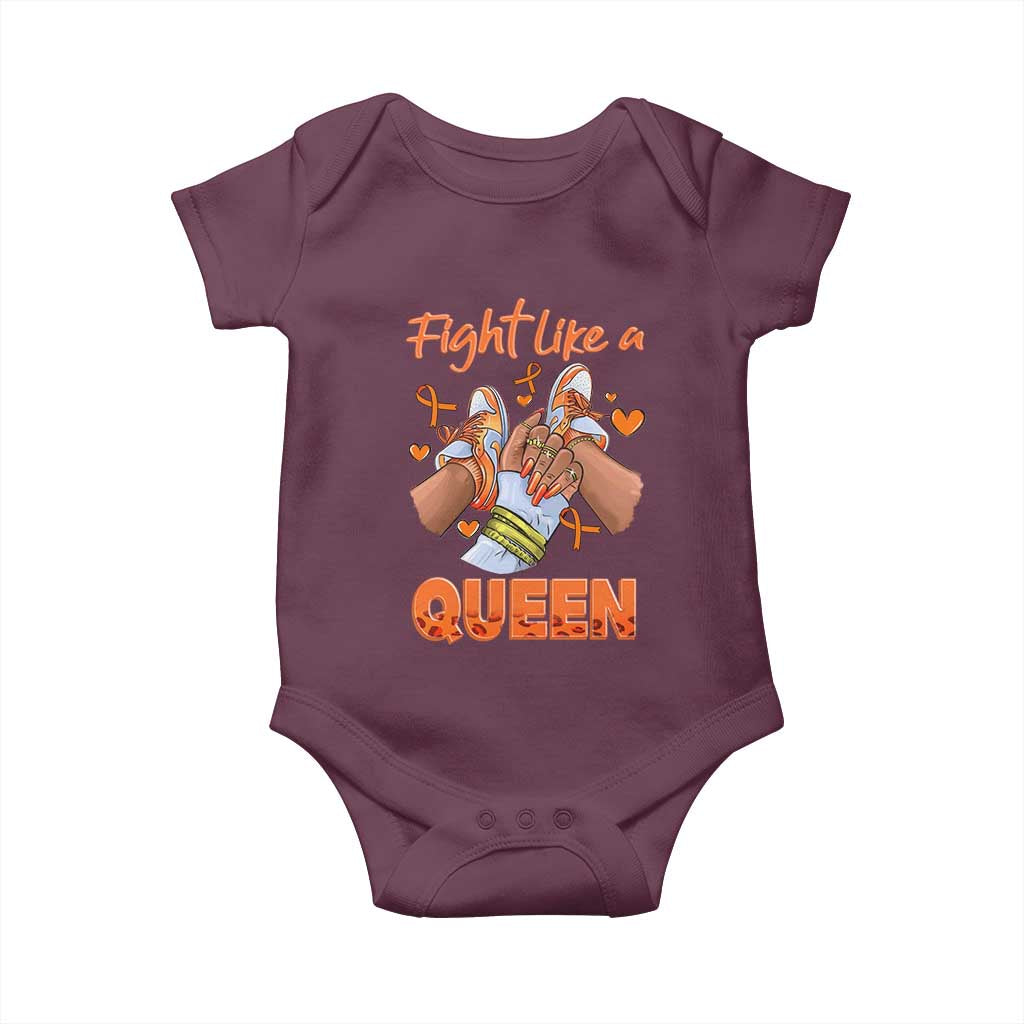 Multiple Sclerosis Awareness Baby Onesie Orange Ribbon Fight MS Like A Queen