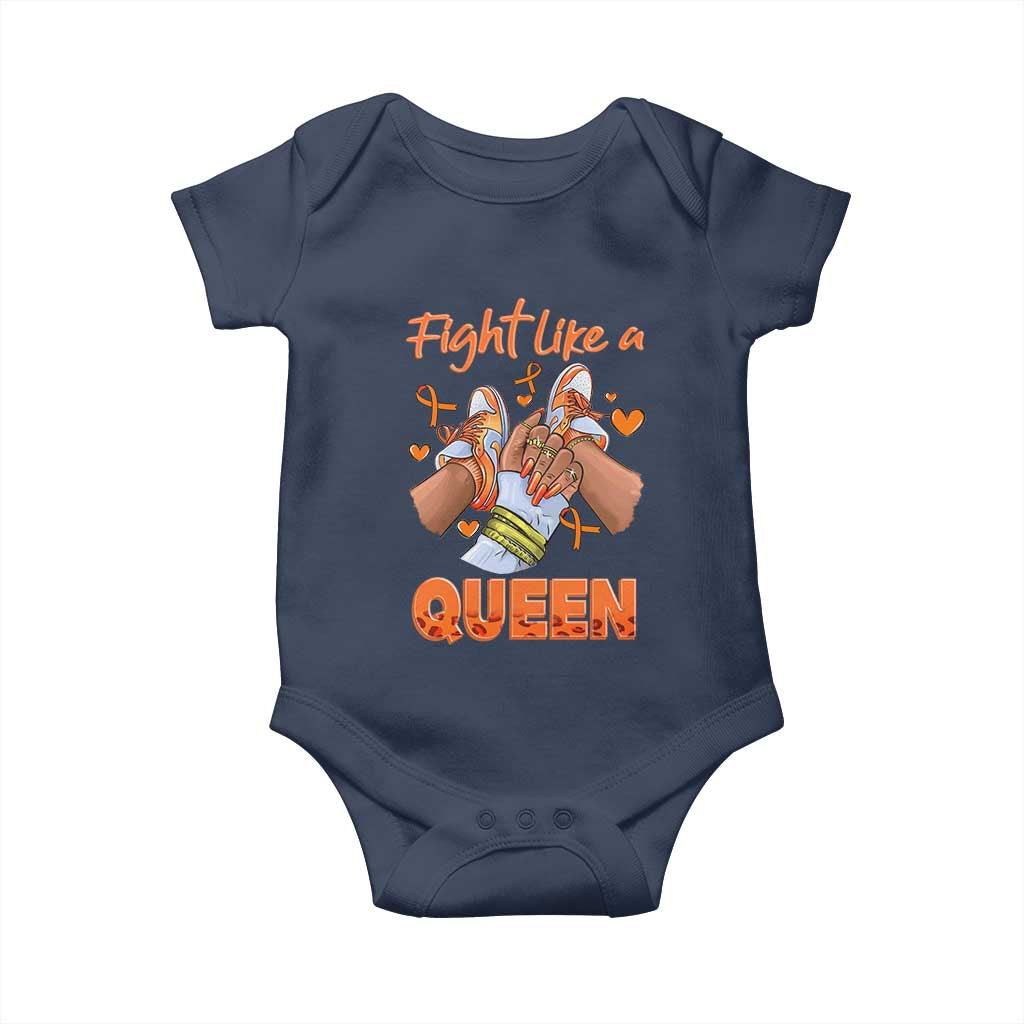 Multiple Sclerosis Awareness Baby Onesie Orange Ribbon Fight MS Like A Queen