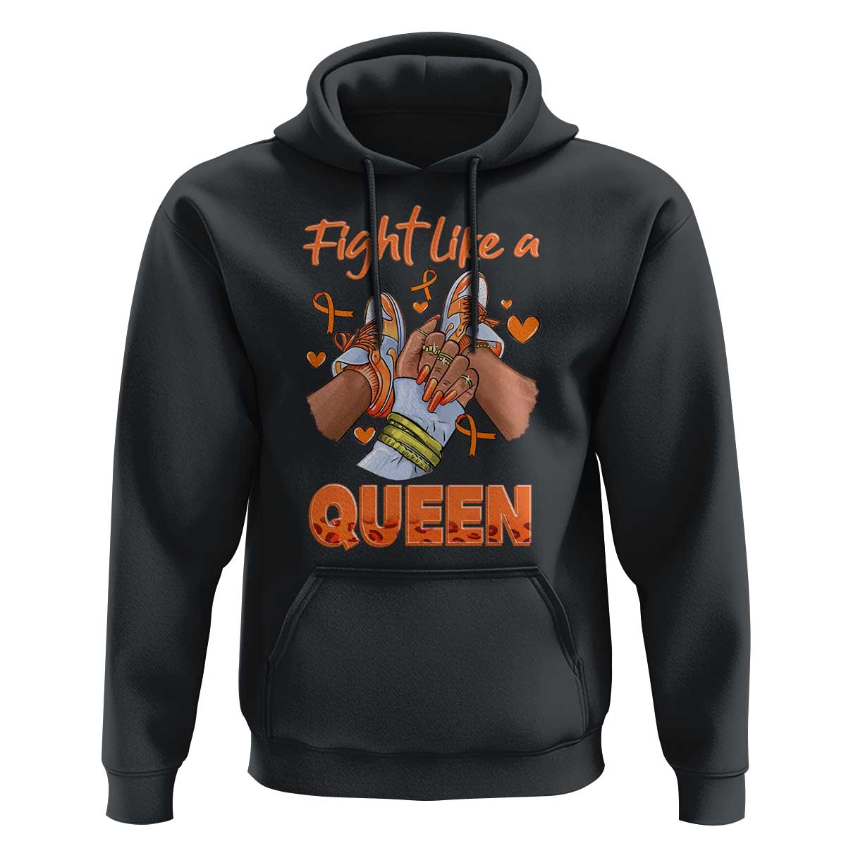 Multiple Sclerosis Awareness Hoodie Orange Ribbon Fight MS Like A Queen
