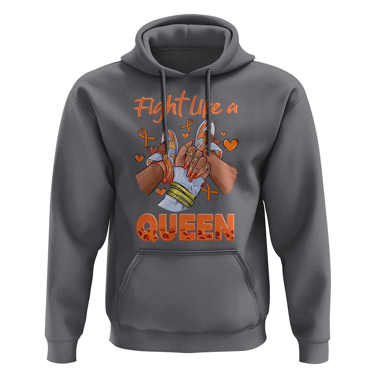 Multiple Sclerosis Awareness Hoodie Orange Ribbon Fight MS Like A Queen