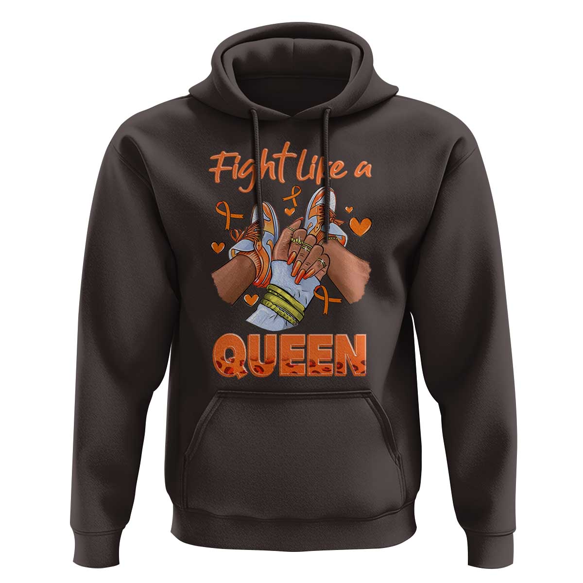 Multiple Sclerosis Awareness Hoodie Orange Ribbon Fight MS Like A Queen