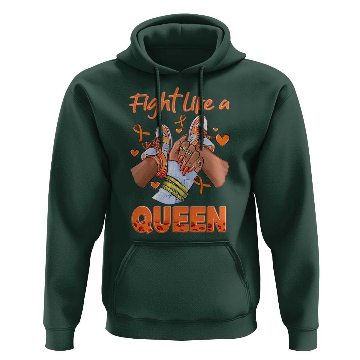 Multiple Sclerosis Awareness Hoodie Orange Ribbon Fight MS Like A Queen