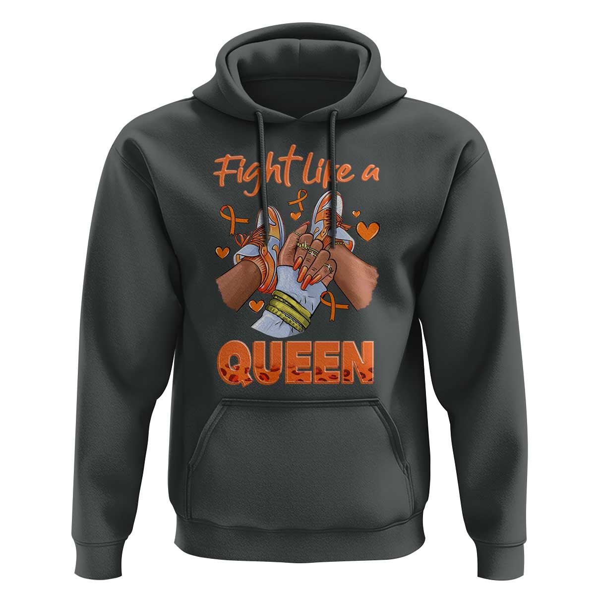 Multiple Sclerosis Awareness Hoodie Orange Ribbon Fight MS Like A Queen