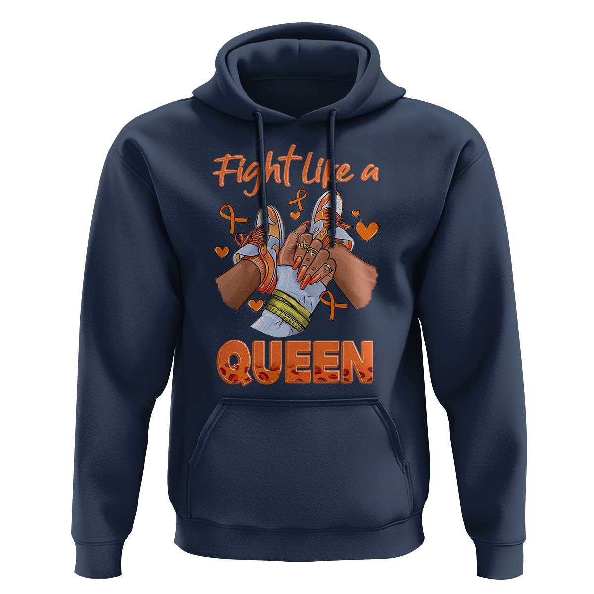 Multiple Sclerosis Awareness Hoodie Orange Ribbon Fight MS Like A Queen