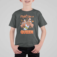 Multiple Sclerosis Awareness T Shirt For Kid Orange Ribbon Fight MS Like A Queen
