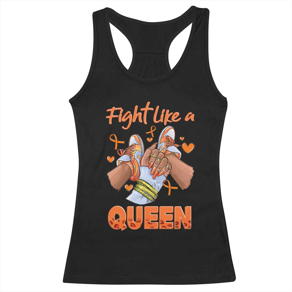 Multiple Sclerosis Awareness Racerback Tank Top Orange Ribbon Fight MS Like A Queen