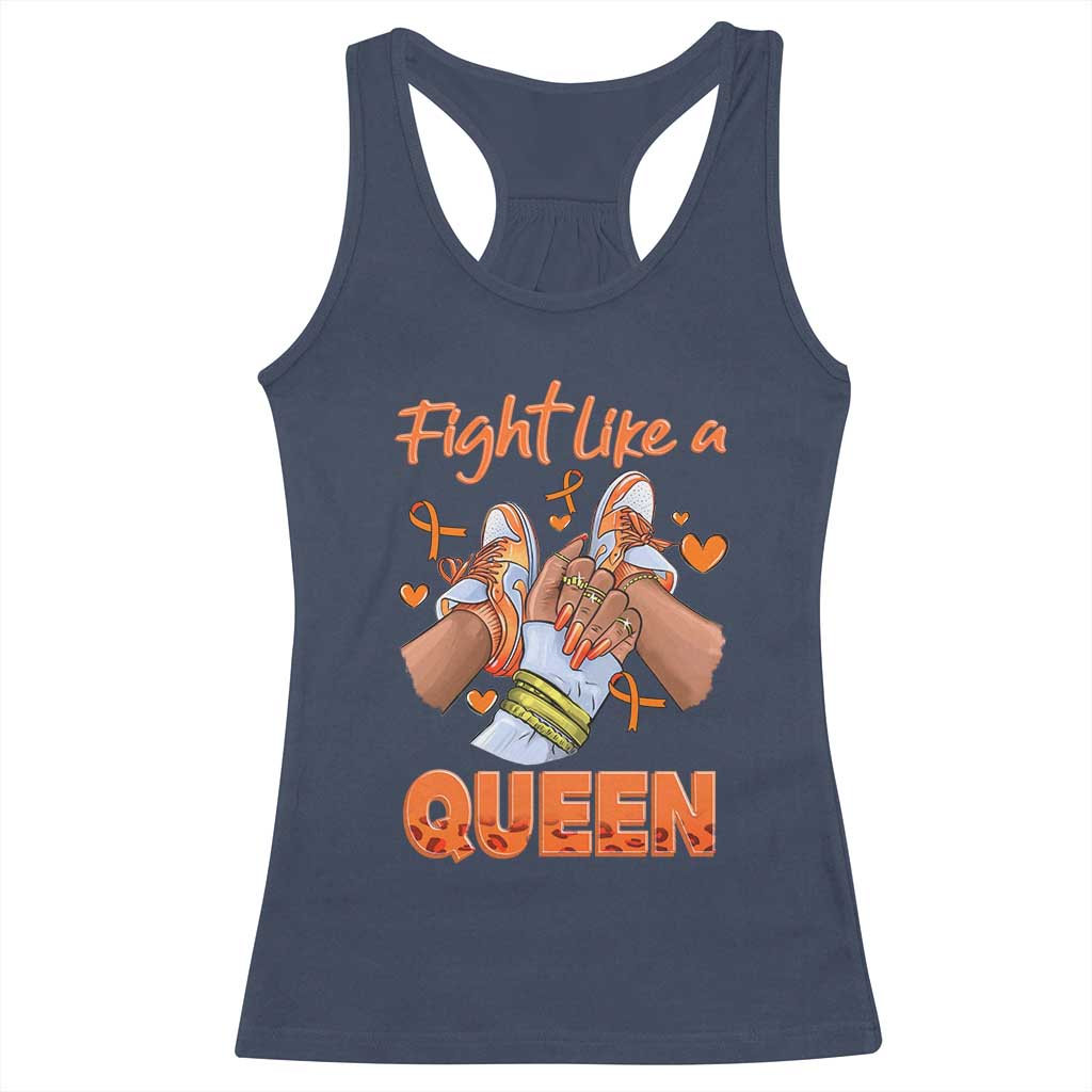 Multiple Sclerosis Awareness Racerback Tank Top Orange Ribbon Fight MS Like A Queen