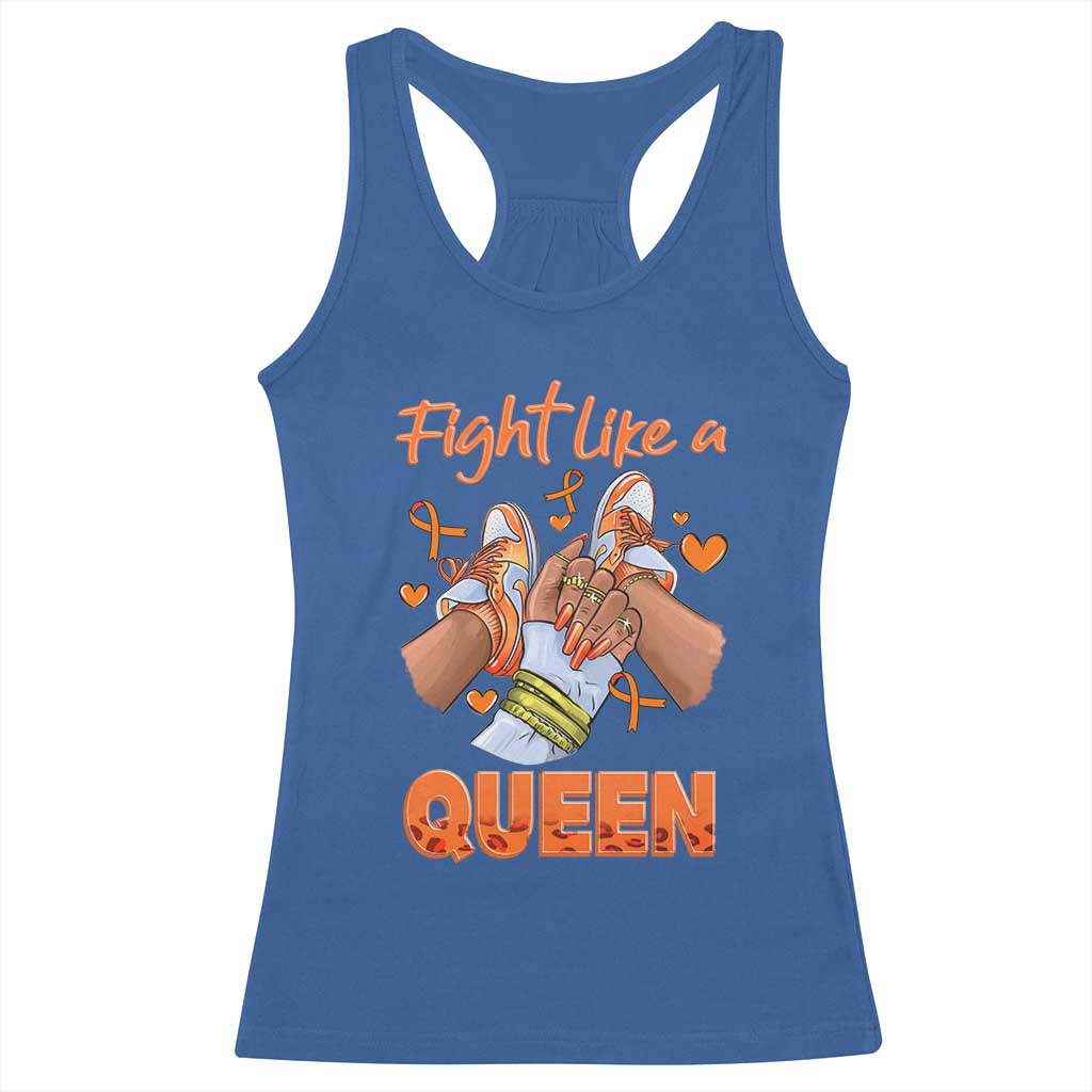 Multiple Sclerosis Awareness Racerback Tank Top Orange Ribbon Fight MS Like A Queen