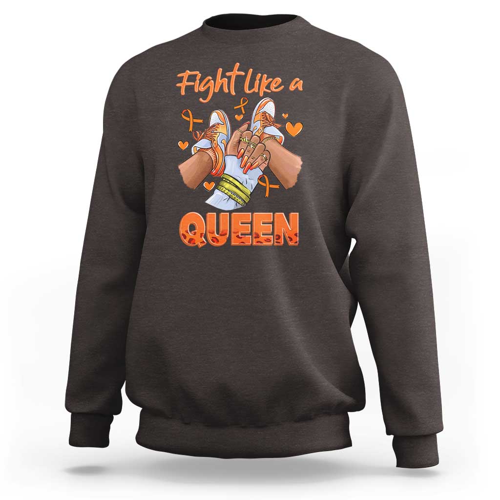 Multiple Sclerosis Awareness Sweatshirt Orange Ribbon Fight MS Like A Queen