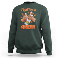 Multiple Sclerosis Awareness Sweatshirt Orange Ribbon Fight MS Like A Queen