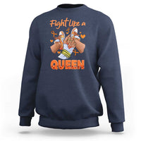 Multiple Sclerosis Awareness Sweatshirt Orange Ribbon Fight MS Like A Queen