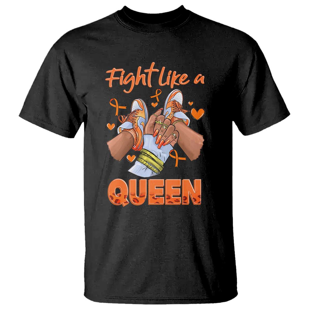 Multiple Sclerosis Awareness T Shirt Orange Ribbon Fight MS Like A Queen