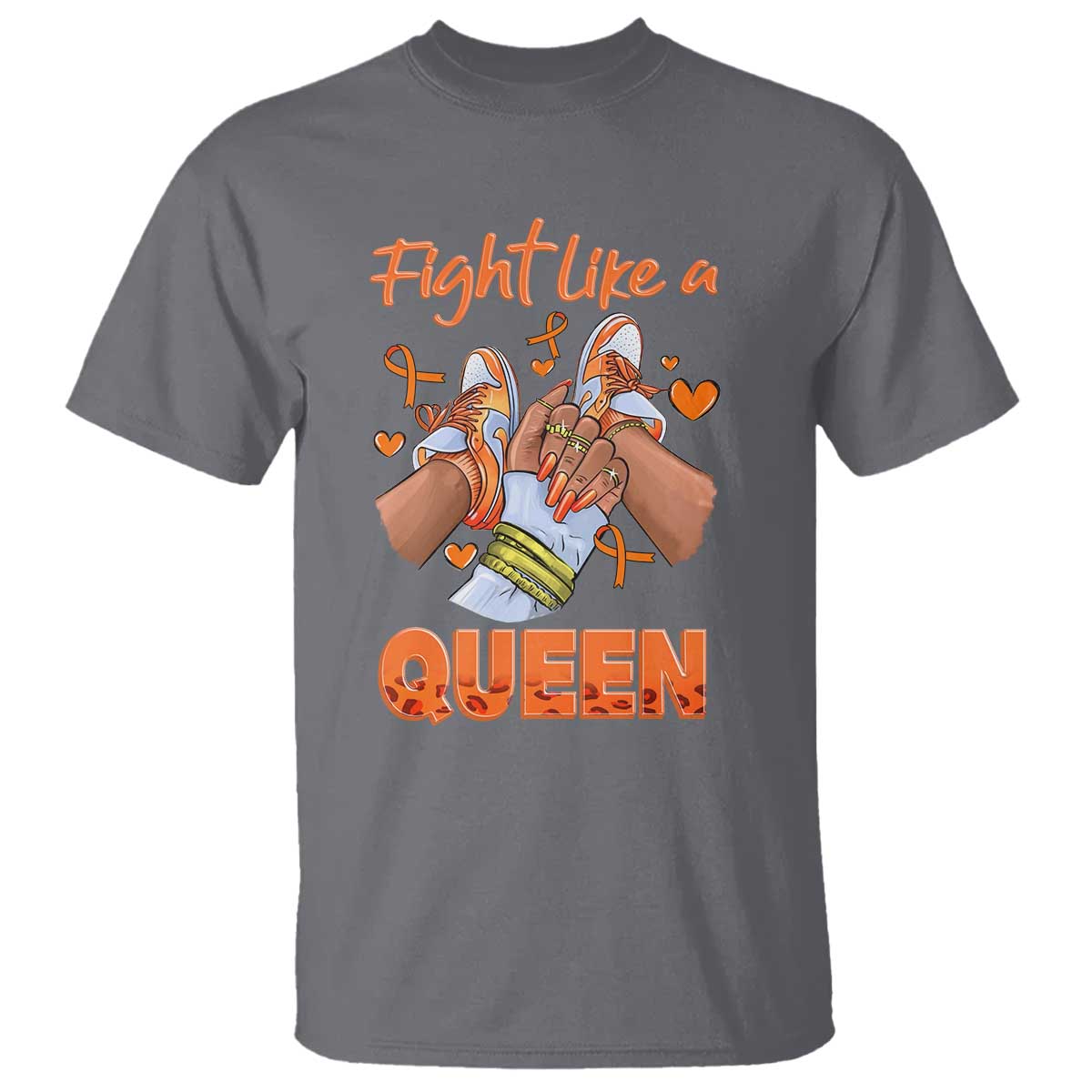 Multiple Sclerosis Awareness T Shirt Orange Ribbon Fight MS Like A Queen