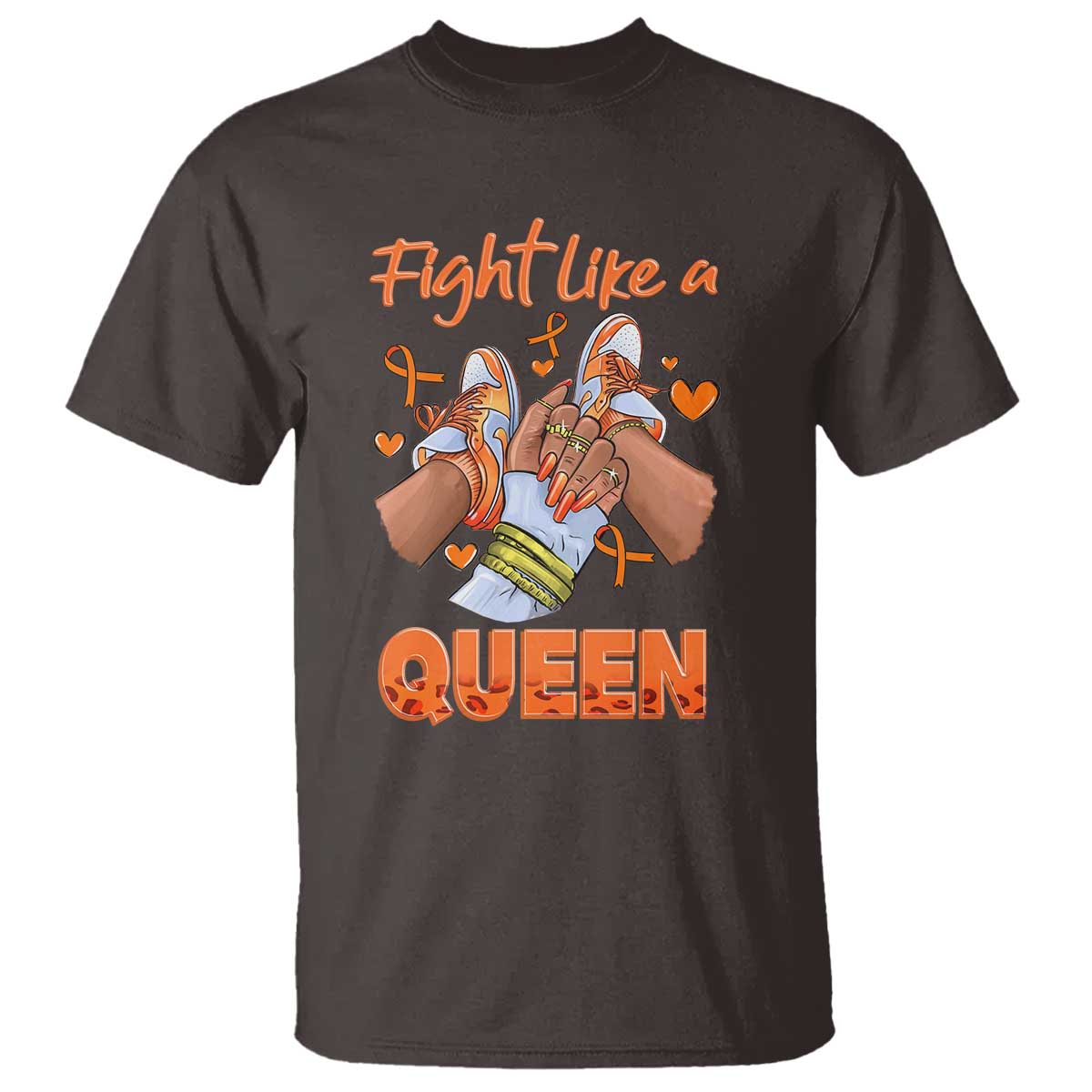 Multiple Sclerosis Awareness T Shirt Orange Ribbon Fight MS Like A Queen