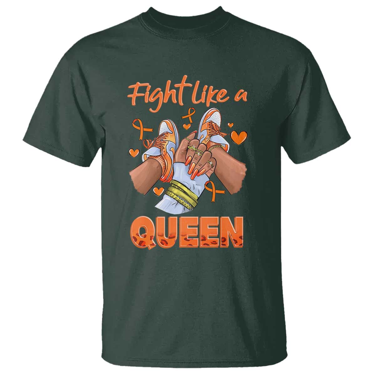 Multiple Sclerosis Awareness T Shirt Orange Ribbon Fight MS Like A Queen