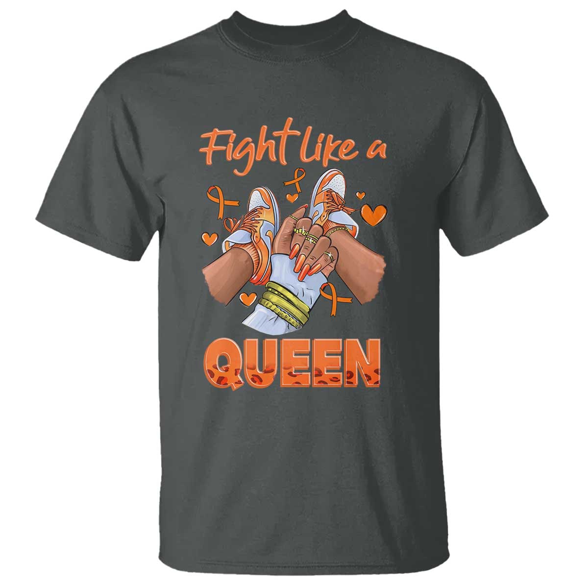 Multiple Sclerosis Awareness T Shirt Orange Ribbon Fight MS Like A Queen