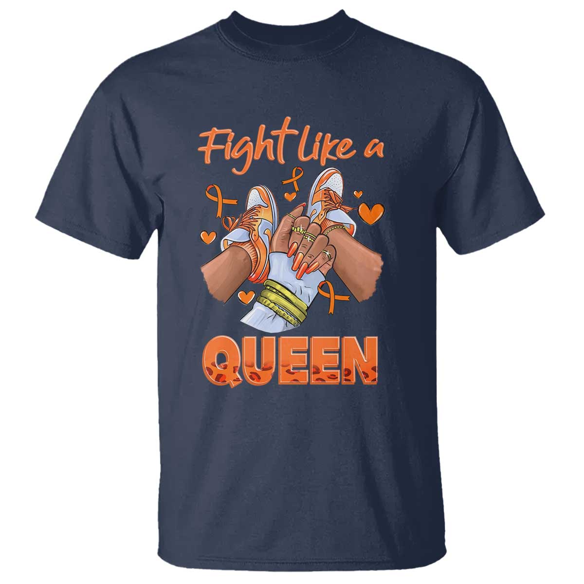 Multiple Sclerosis Awareness T Shirt Orange Ribbon Fight MS Like A Queen