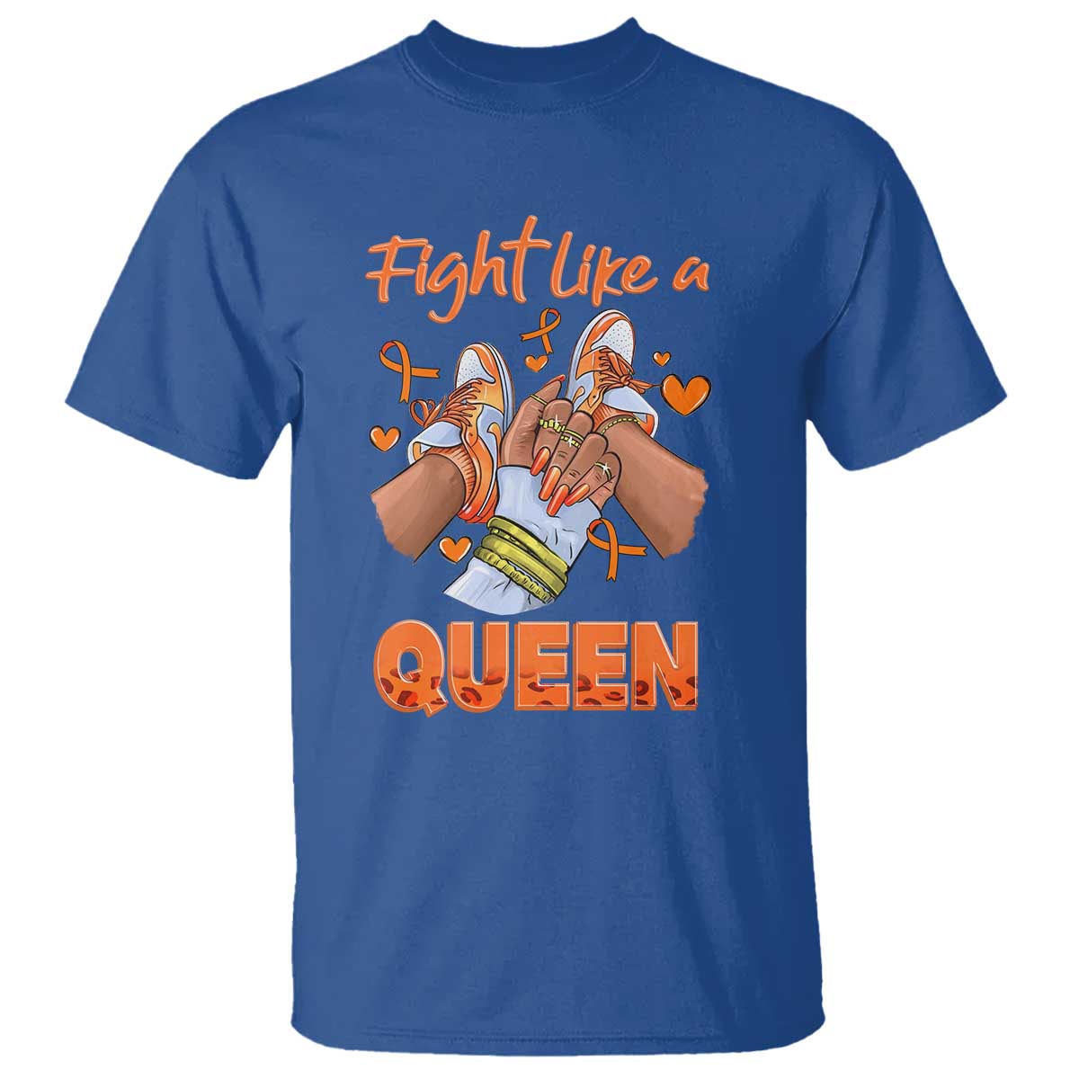 Multiple Sclerosis Awareness T Shirt Orange Ribbon Fight MS Like A Queen