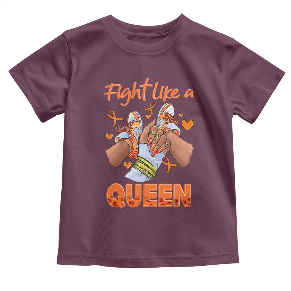 Multiple Sclerosis Awareness Toddler T Shirt Orange Ribbon Fight MS Like A Queen