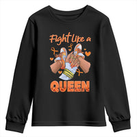 Multiple Sclerosis Awareness Youth Sweatshirt Orange Ribbon Fight MS Like A Queen