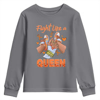 Multiple Sclerosis Awareness Youth Sweatshirt Orange Ribbon Fight MS Like A Queen