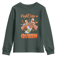 Multiple Sclerosis Awareness Youth Sweatshirt Orange Ribbon Fight MS Like A Queen
