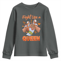 Multiple Sclerosis Awareness Youth Sweatshirt Orange Ribbon Fight MS Like A Queen