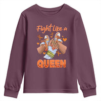 Multiple Sclerosis Awareness Youth Sweatshirt Orange Ribbon Fight MS Like A Queen